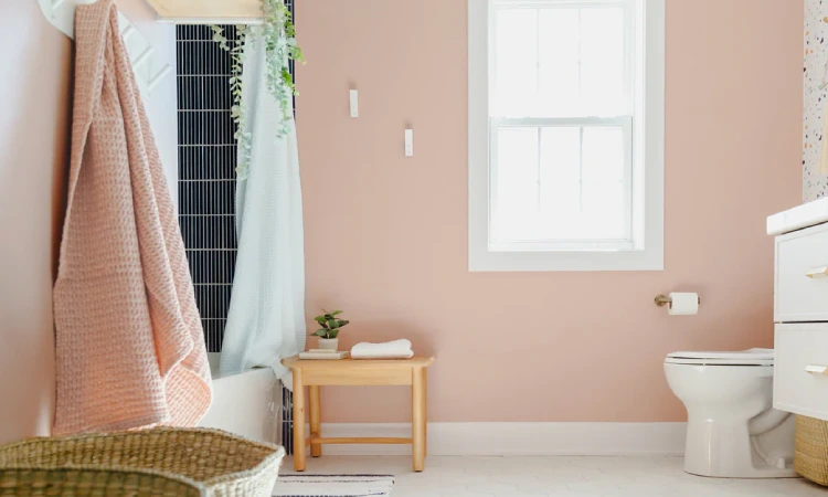 Dinding kamar mandi warna blush pink, Sumber: shopify.com